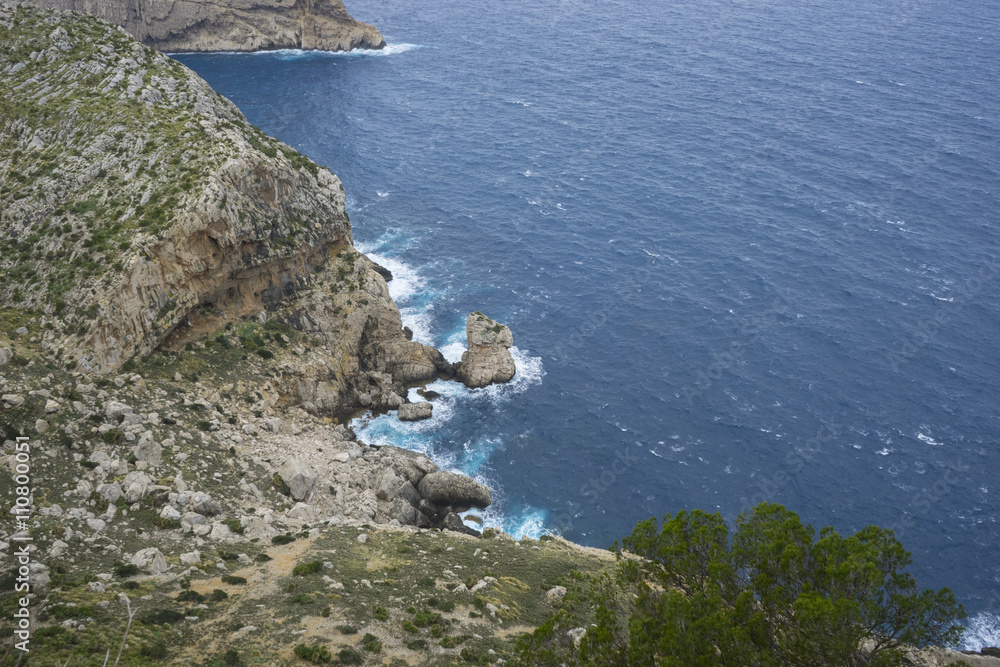 views of Cape formentor in the tourist region of Mallorca, locat
