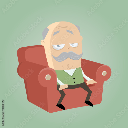 bored senior sitting in his armchair