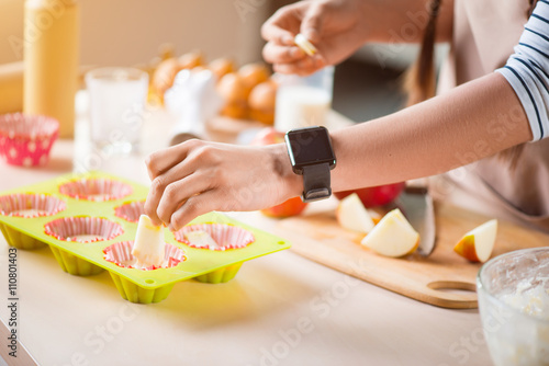 Nice  woman cooking in the kitchen 