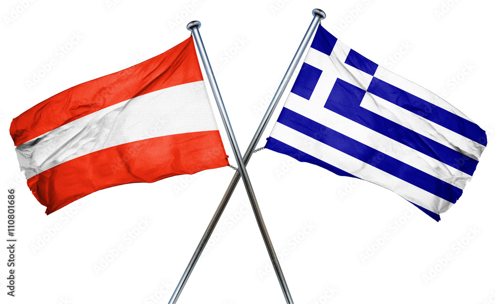 Fototapeta premium Austria flag combined with greek flag