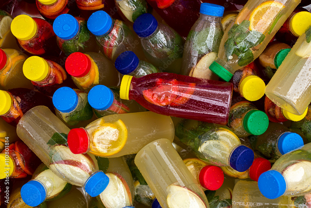 bottles with cool refreshing citrus lemonade bottles with cool refreshing citrus lemonade