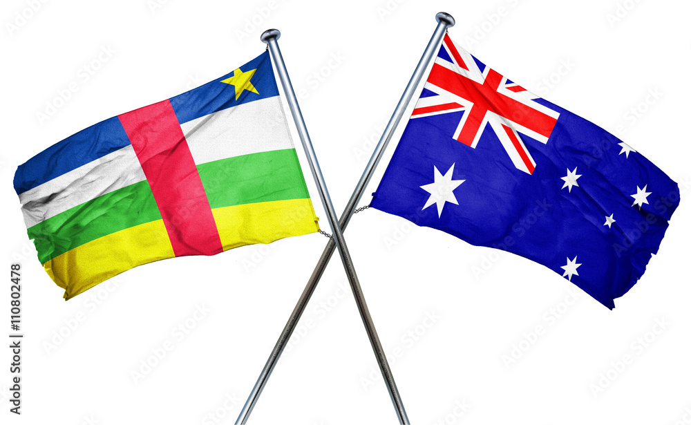 Central african republic flag  combined with australian flag