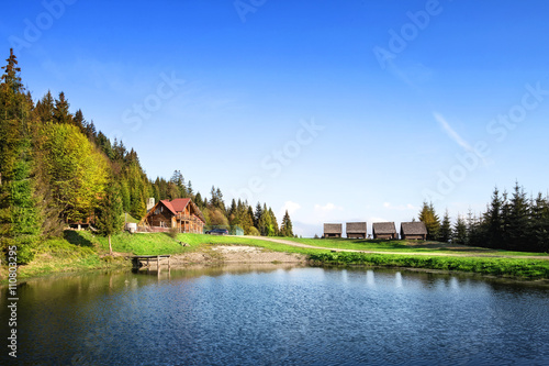 Wooden houses on the lake