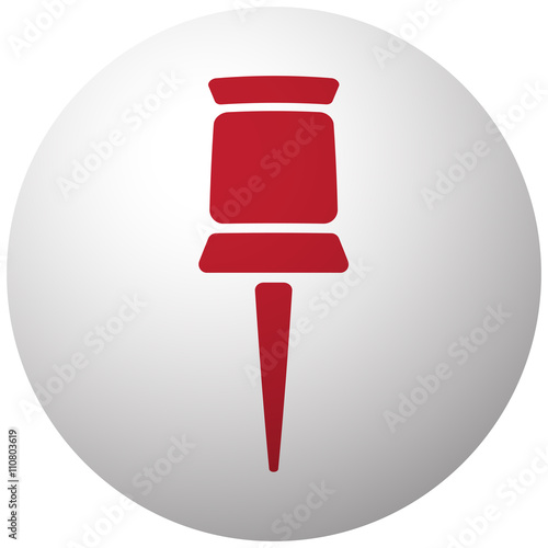 Red Pushpin icon on white ball