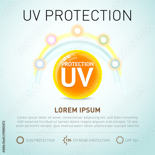 Protection UV and Whitening Cream Skin care concept. Isolated vector illustration.