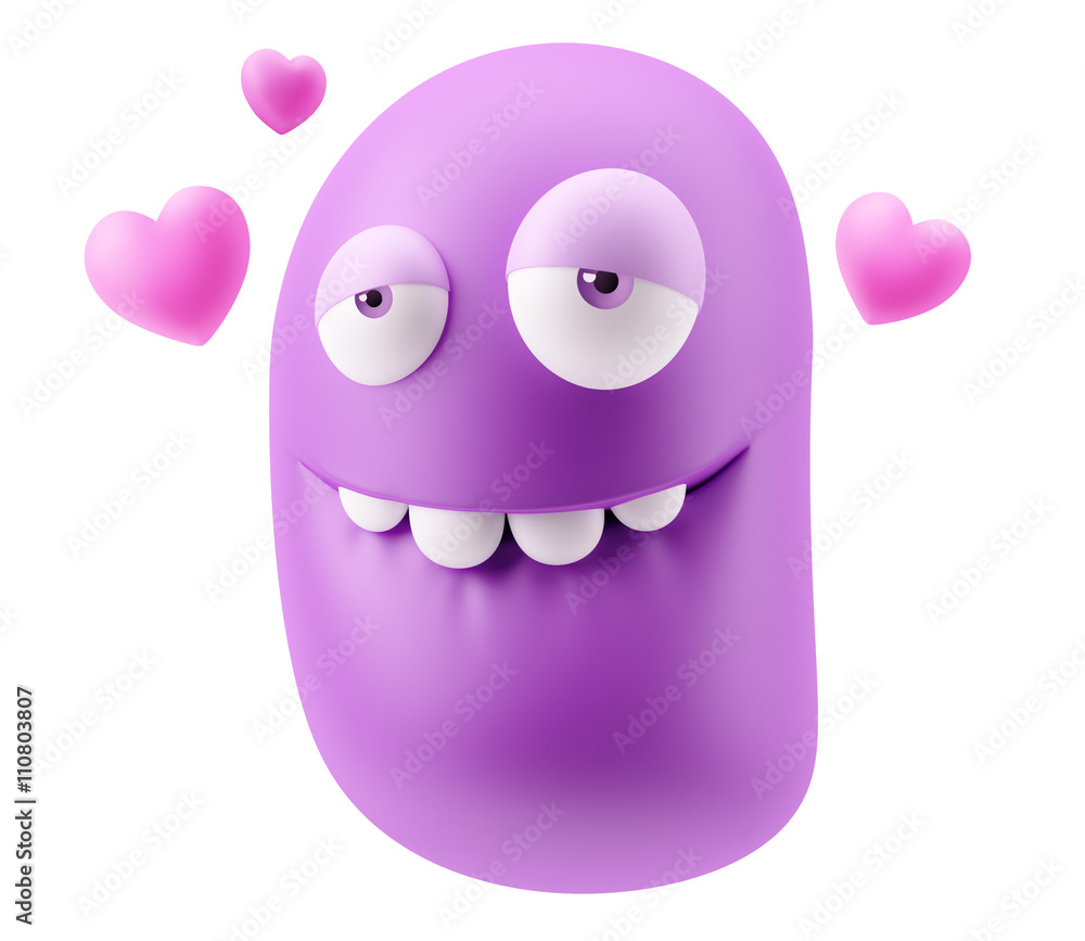 Love Emoticon Face. 3d Rendering. Love Emoticon Face. 3d Rendering.