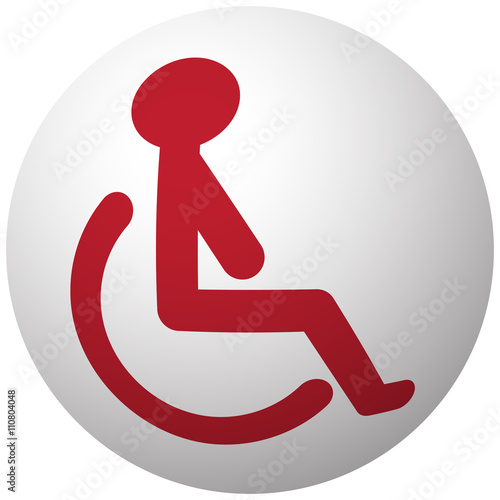 Red Wheel Chair icon on white ball