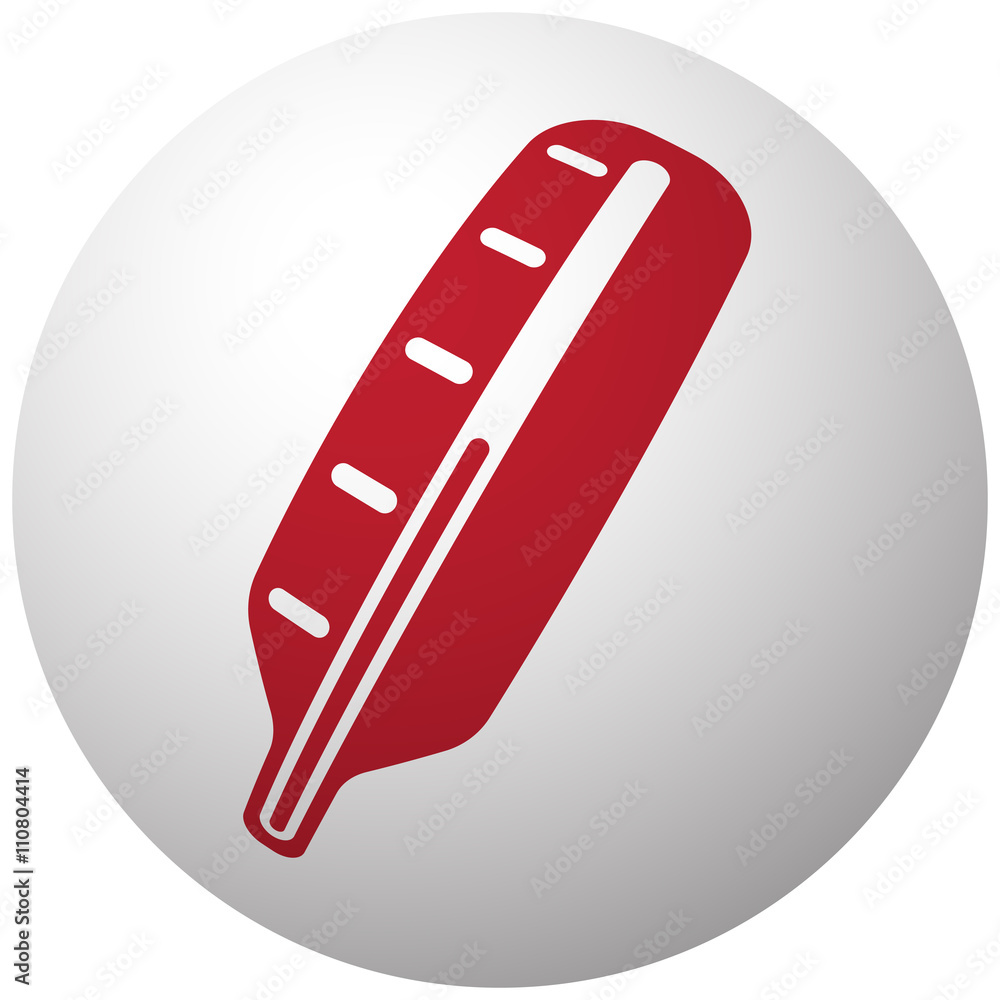 Red Thermometer icon on white ball Red Thermometer icon on white ball