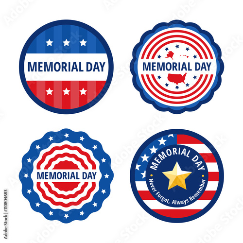 Memorial day color labels set