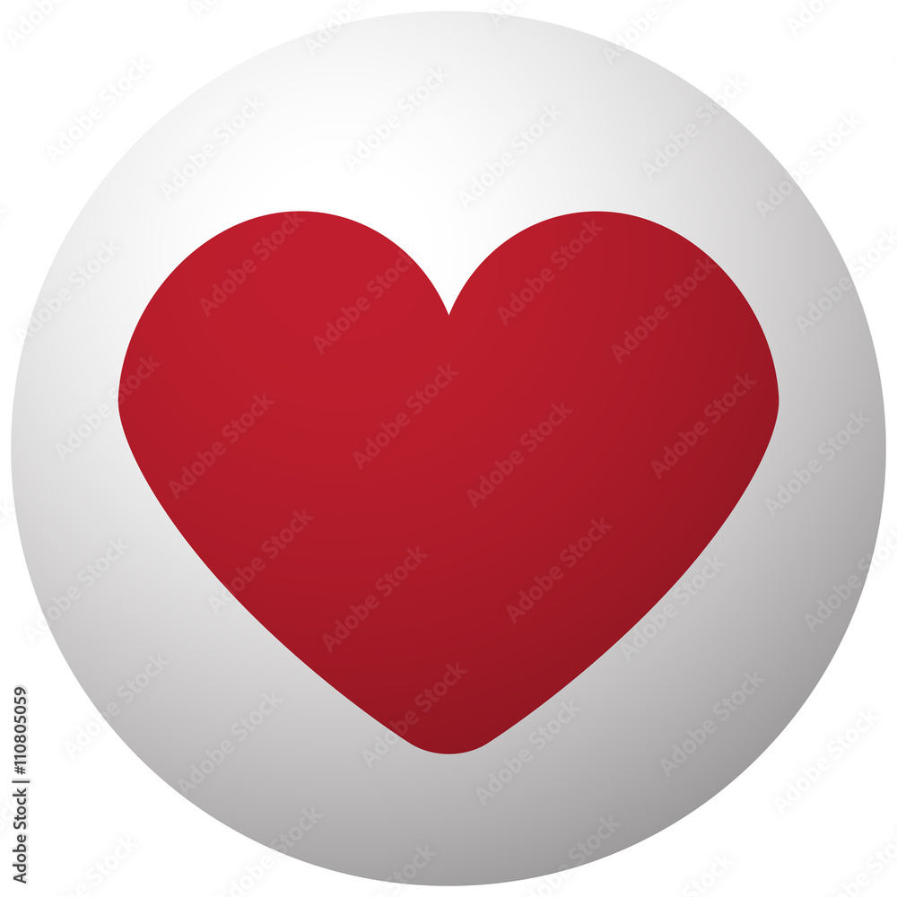 Red Heart icon on white ball Red Heart icon on white ball