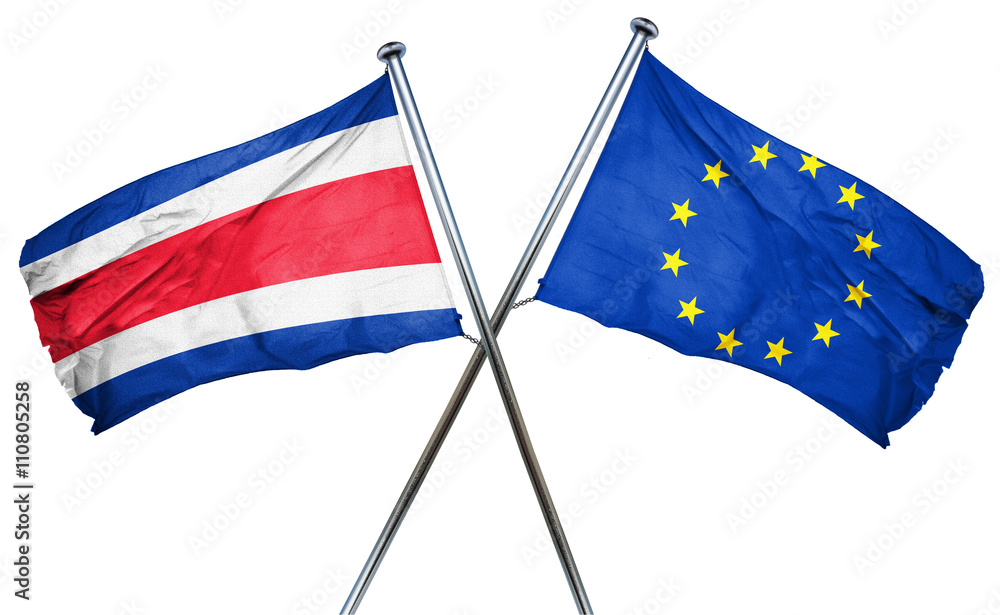 Costa Rica flag  combined with european union flag