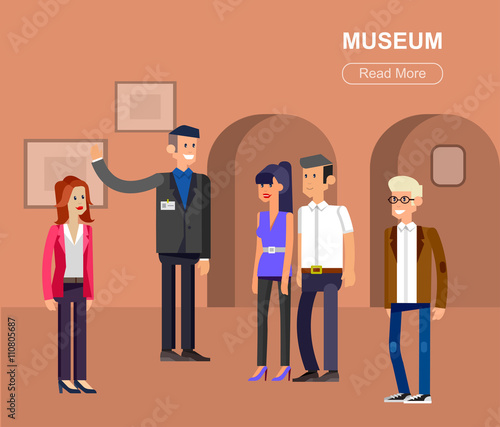 Funny character people in museum