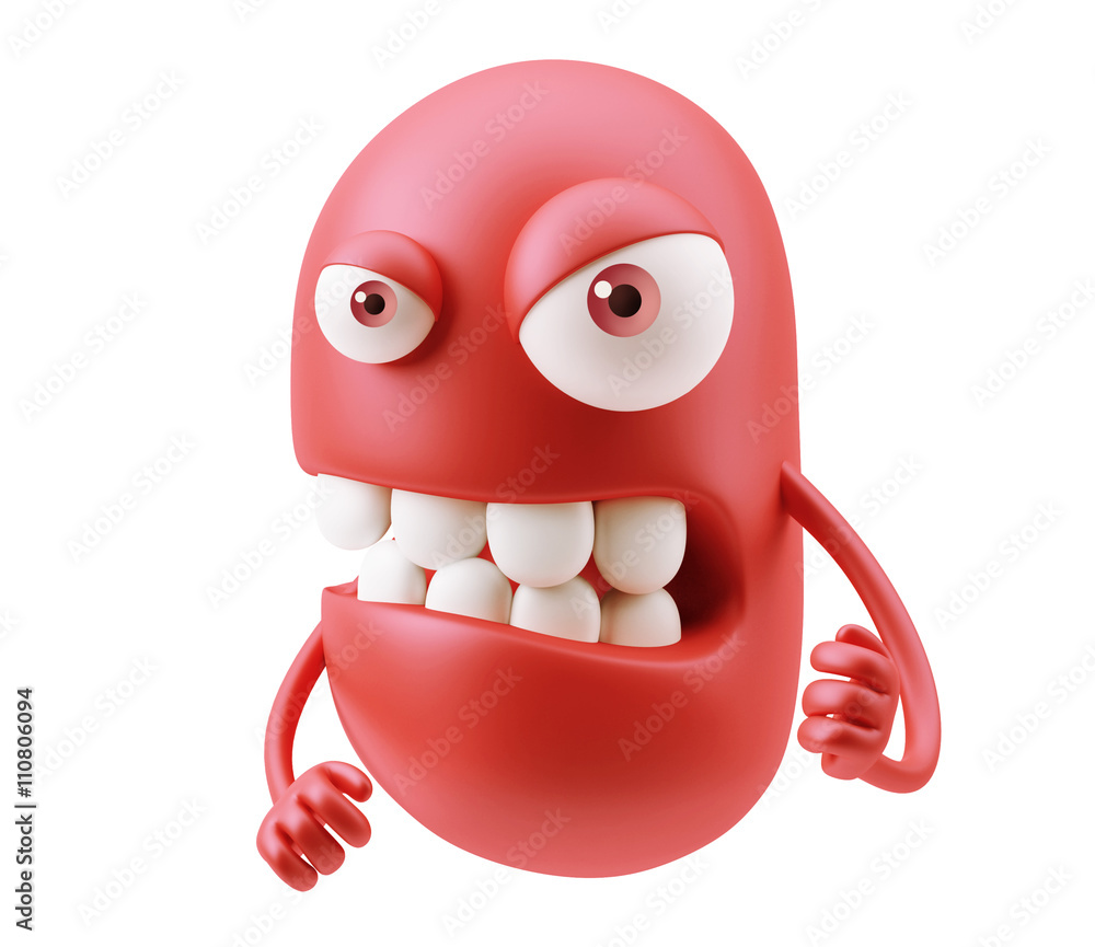 Obraz premium Angry Red Emoticon Face. 3d Rendering.