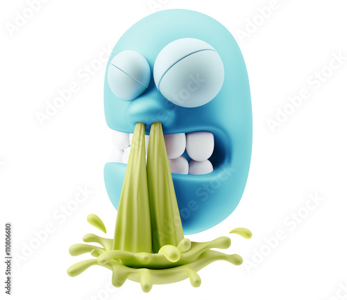 Blow Snot Emoji Cartoon.  3d Rendering. photo