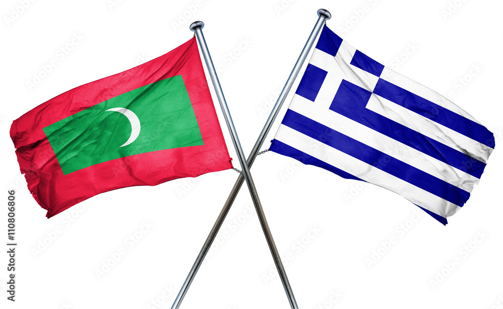 Obraz premium Maldives flag combined with greek flag