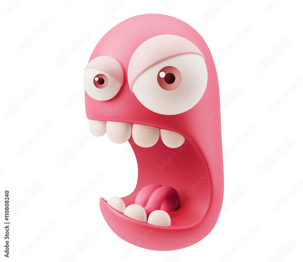 Obraz premium Angry Emoticon Face. 3d Rendering.