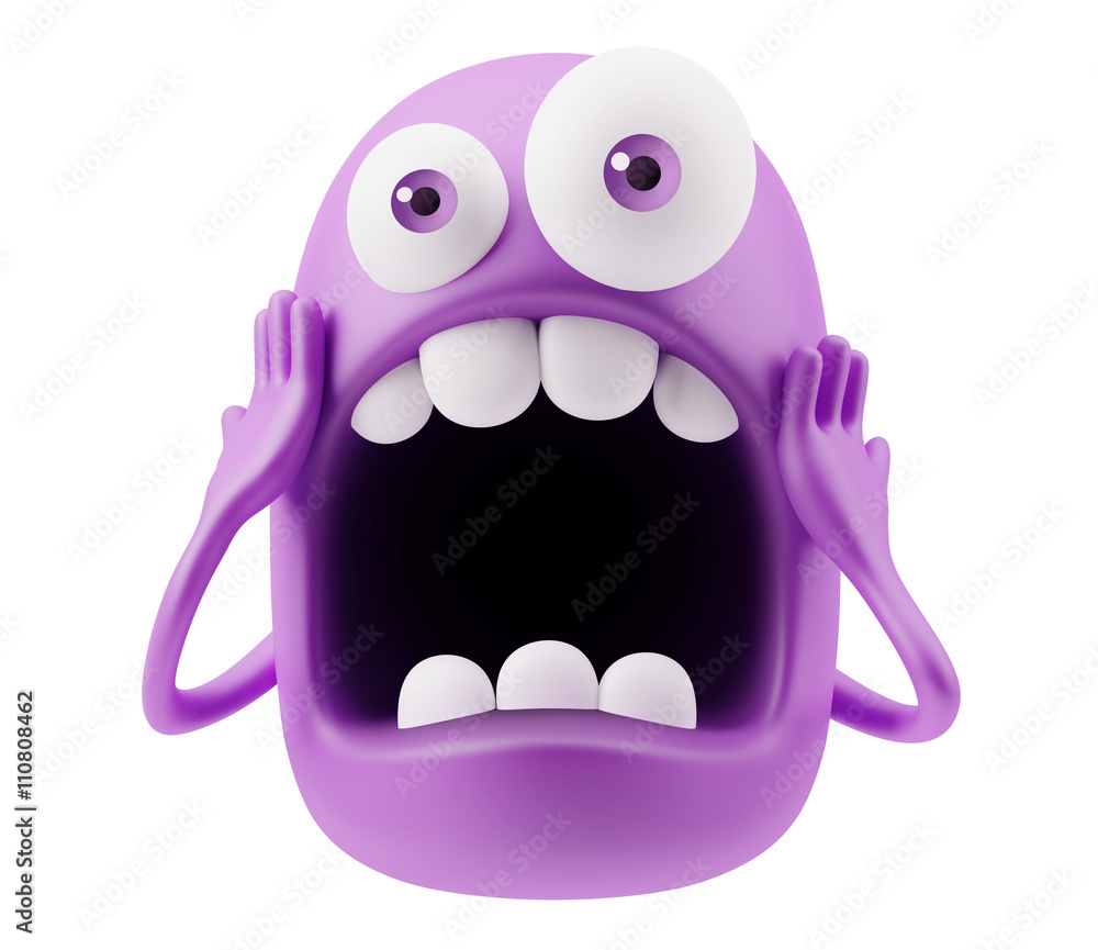 Obraz premium Surprised Emoticon Face. 3d Rendering.