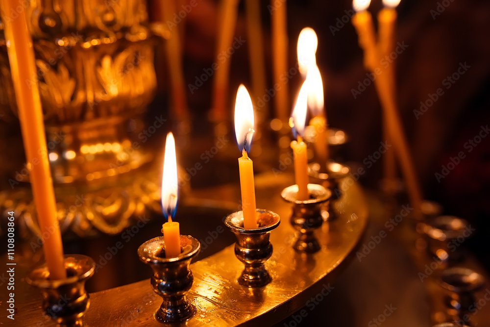 Burning candles in the church. Burning candles in the church.