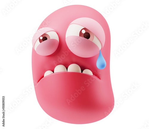 Cry Emoticon Face. 3d Rendering.