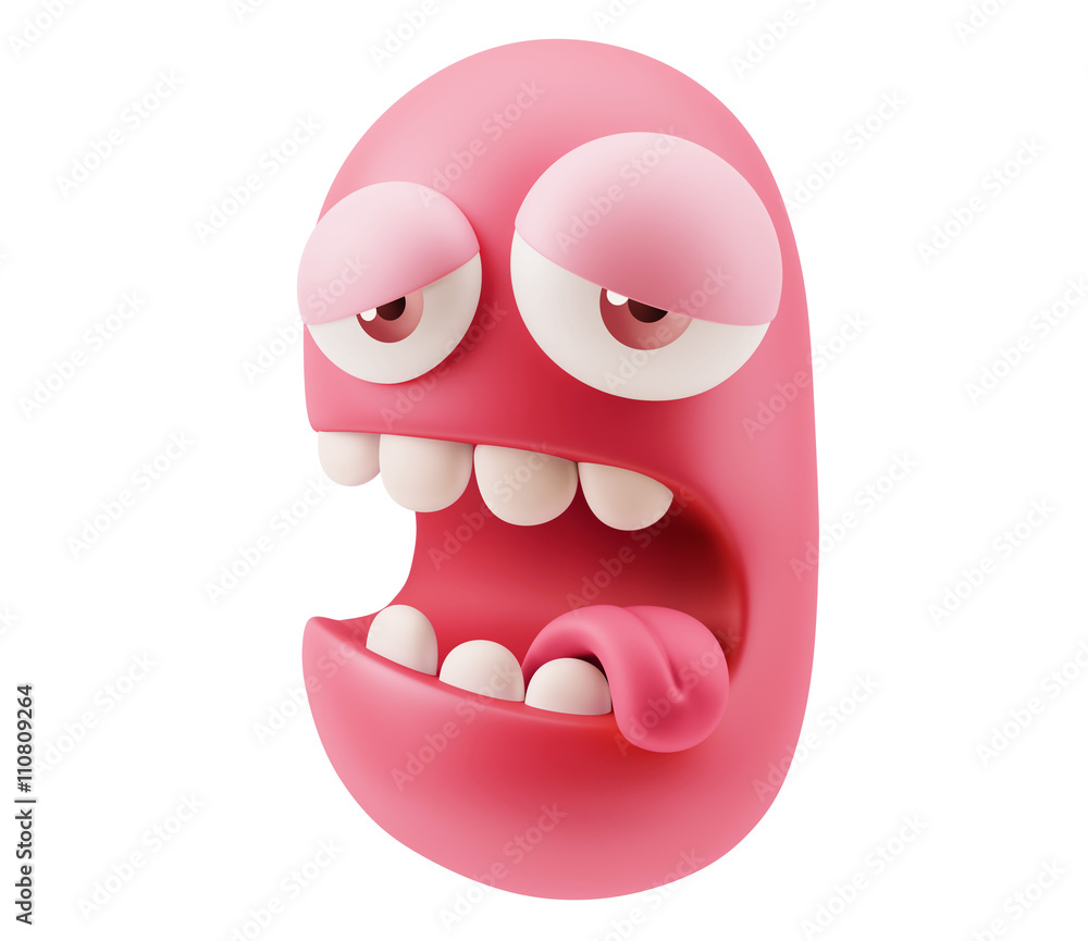 Tired Emoticon Face. 3d Rendering. Tired Emoticon Face. 3d Rendering.