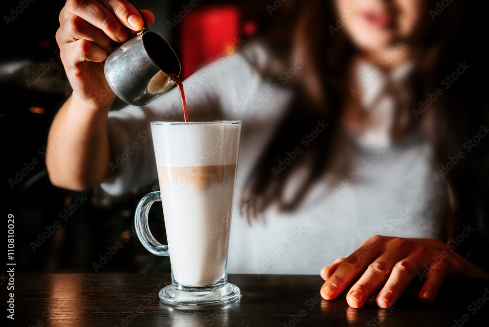 Barista makes latte Barista makes latte