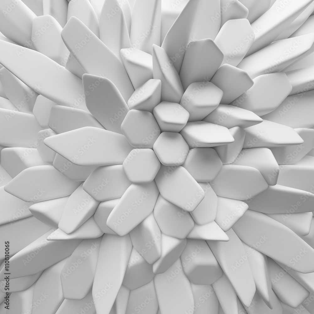 Fototapeta Białe tło abstrakcyjne kwadraty. 3d renderowania wielokątów geometrycznych