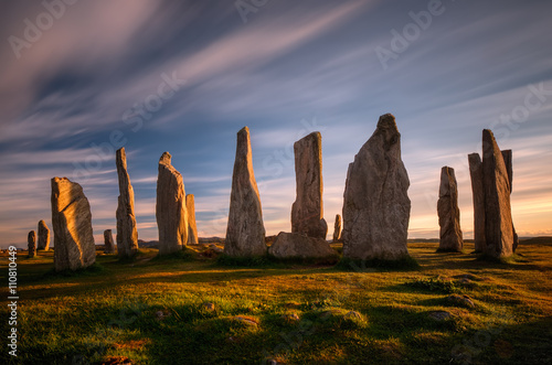 Callanish stones in sunset light, Lewis, Scotland photo