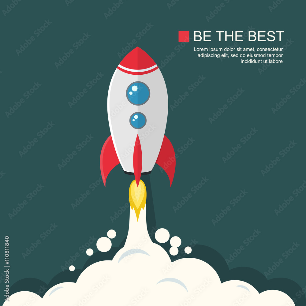 Flat illustration with spaceship. Flat illustration with spaceship.