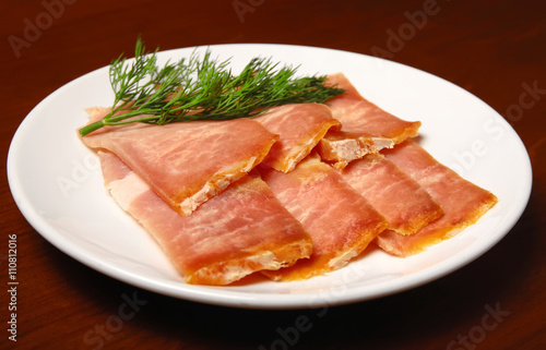 Jerked meat slices on a plate