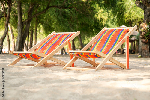 Lounge chairs for relaxing on the beach