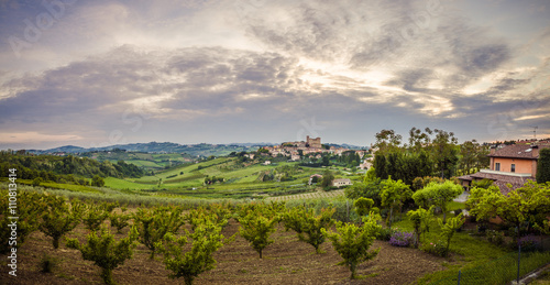 cultivated fields dominated by Castle