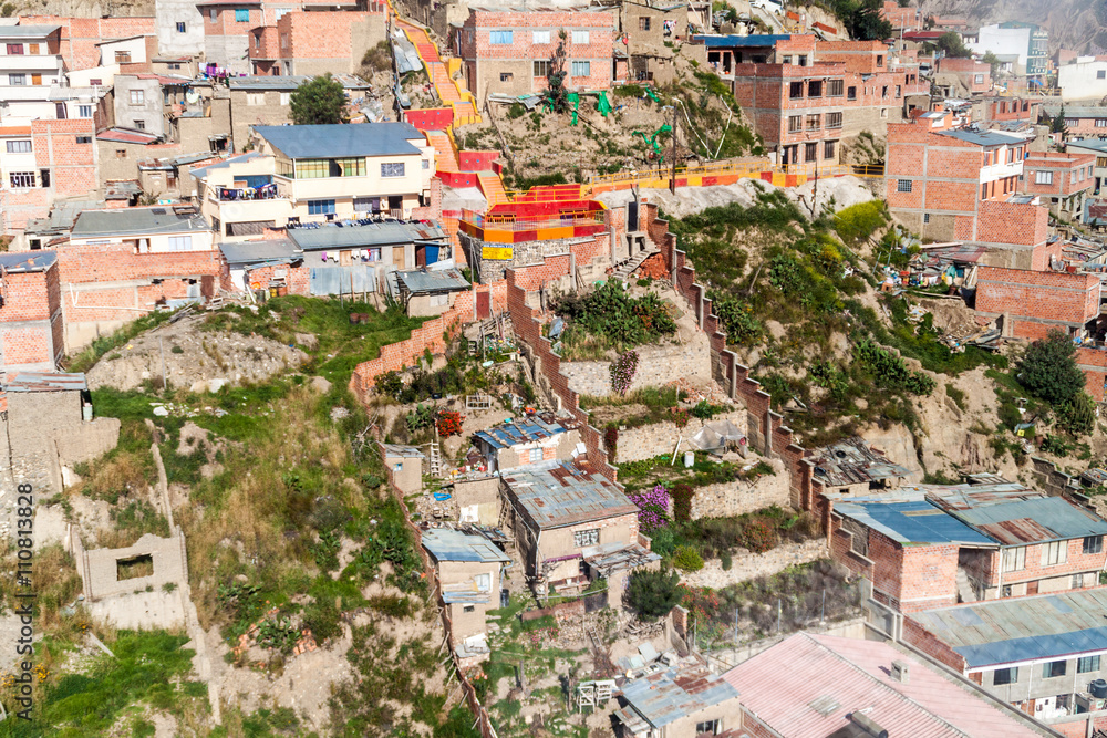 View of a poor neighborhood of La Paz, Bolivia