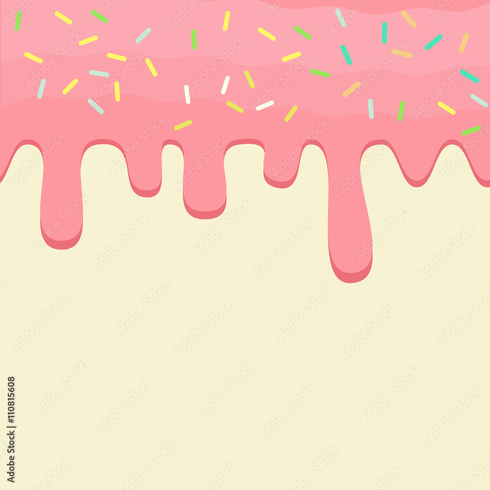 Dripping pink doughnut seamless glaze. Liquid sweet flow, tasty food dessert flowing