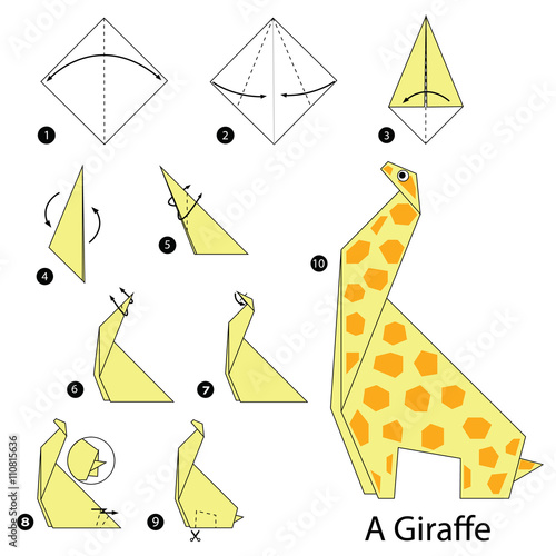 Step by step instructions how to make origami A Giraffe.
