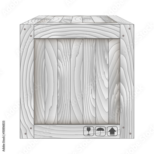 Vector of gray wooden box on white