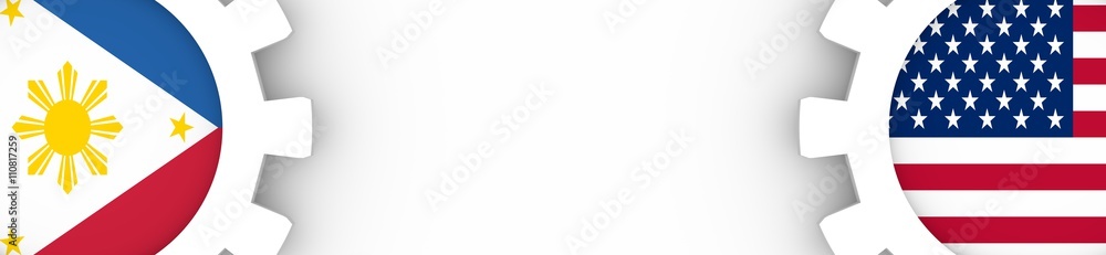 Web Banner, Header Layout Template. Politic and economic relationship between USA and Philippines Web Banner, Header Layout Template. Politic and economic relationship between USA and Philippines