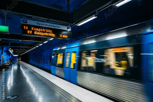 Modern Stockholm Metro Train Station, Sweden. Underground