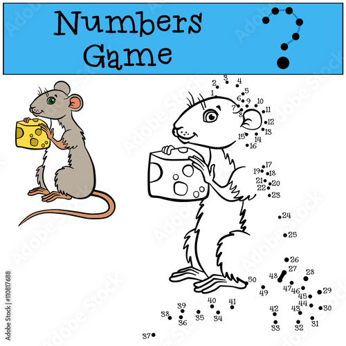 Numbers game. Little cute mouse.