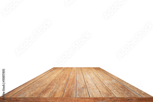 Old wood pattern table top isolated on white background