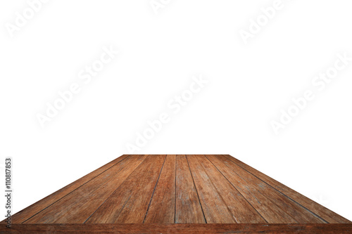 Wood pattern table top isolated on white background