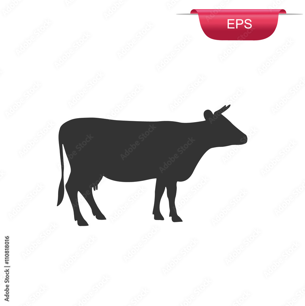 Cow silhouette, icon, design element, vector illustration Cow silhouette, icon, design element, vector illustration