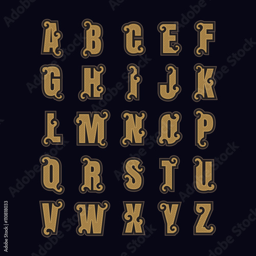 Set alphabet letters vintage design vector