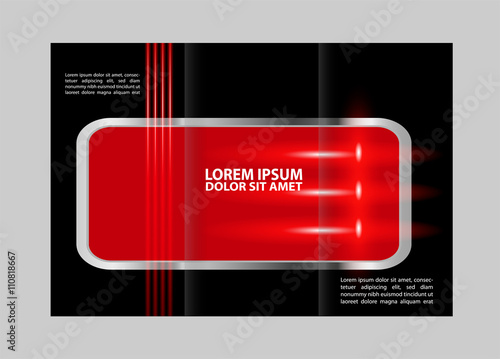 Vector red and black tri-fold brochure design template with abstract geometric background EPS10 Tri-Fold Mock up & back Brochure Design
