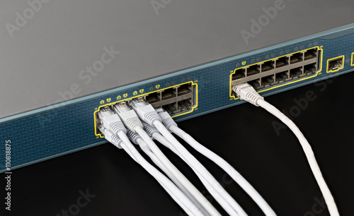 Smart lan switch with 24 ethernet and gbic optical ports photo