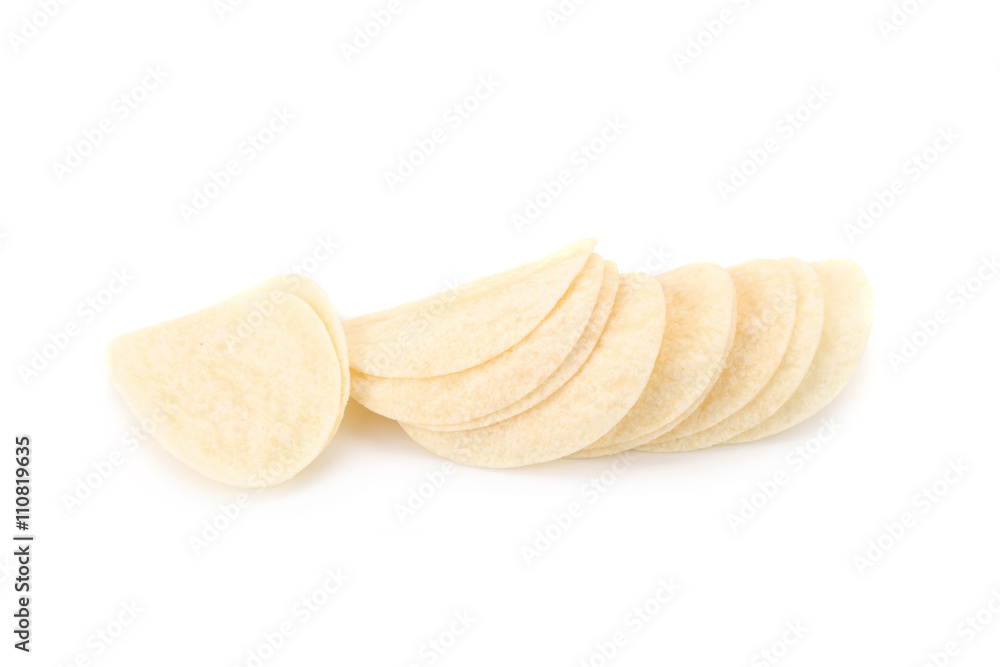 potato chips on white background potato chips on white background