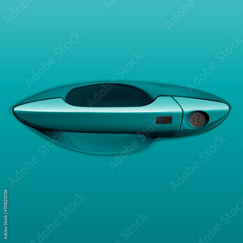 Blue sea car door handle vector.
