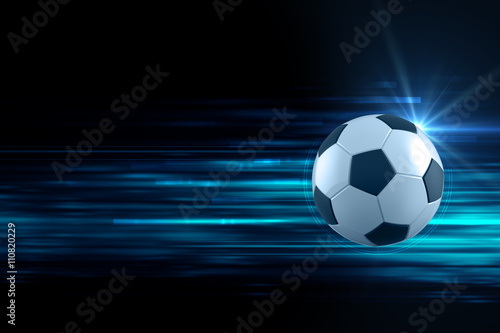 3d illustration of soccer ball in blue light streak background