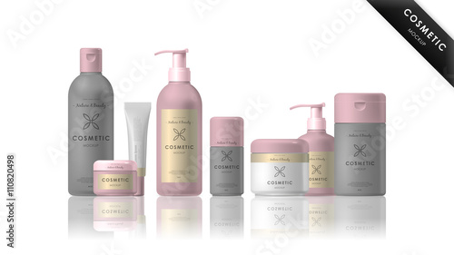 Cosmetic brand template. Vector packaging. Realistic cosmetic packaging isolated on white background.
