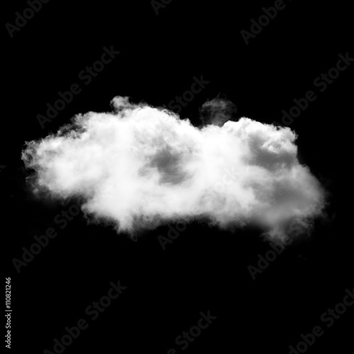 Single cloud isolated over black background illustration, realistic cloud shape