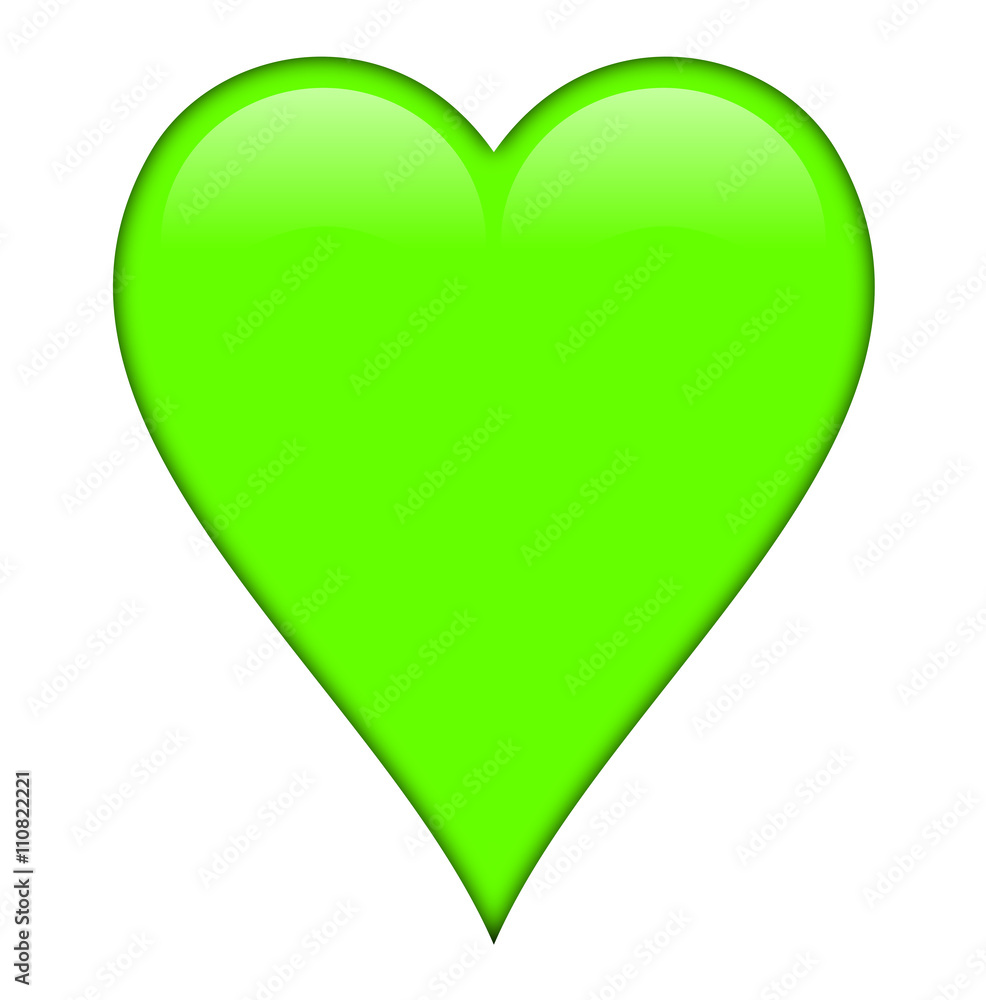 Light green shiny heart, isolated over a white background. Light green shiny heart, isolated over a white background.